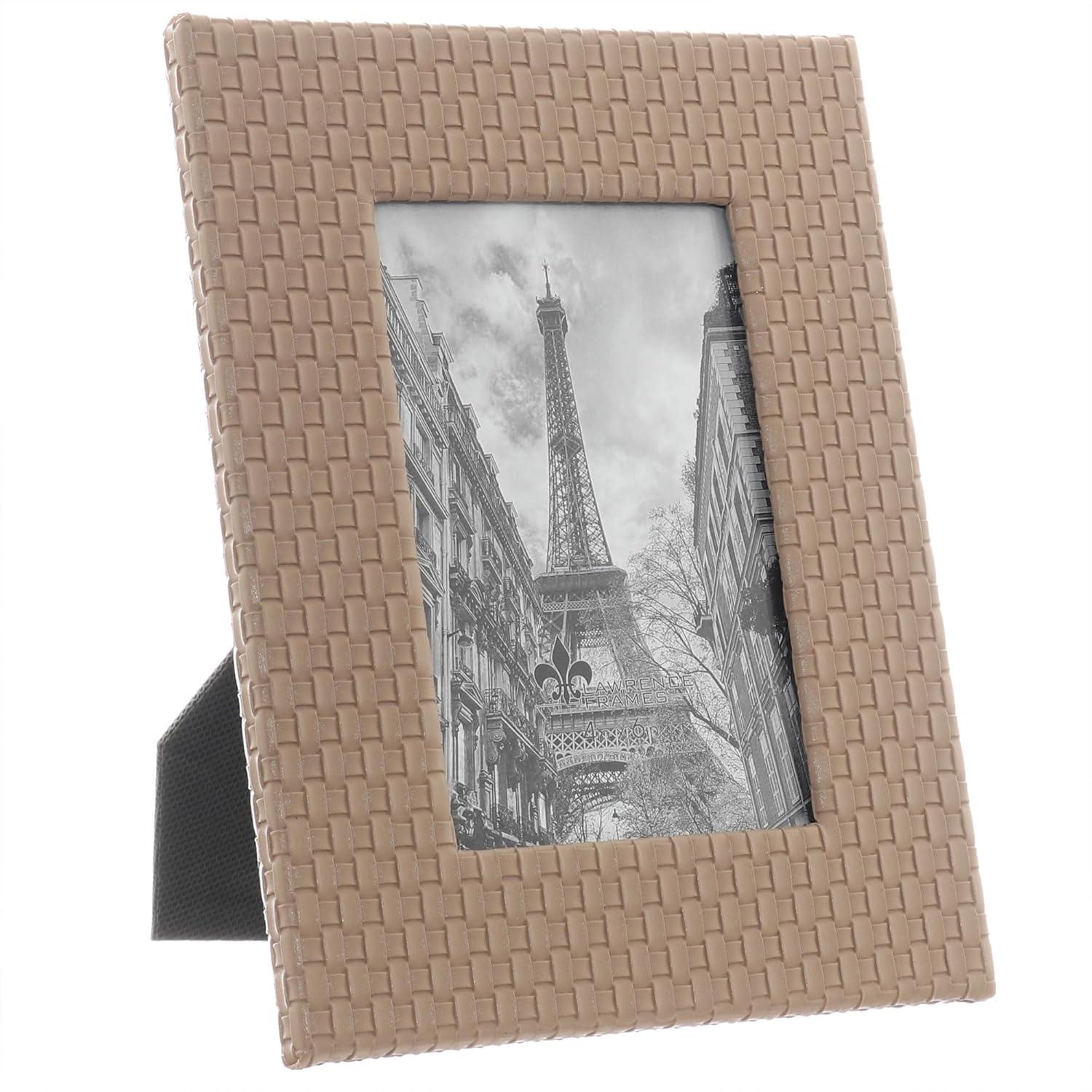 Lawrence Frames Vegan Leather Picture Frame, Weave Design, 4x6, Cashmere