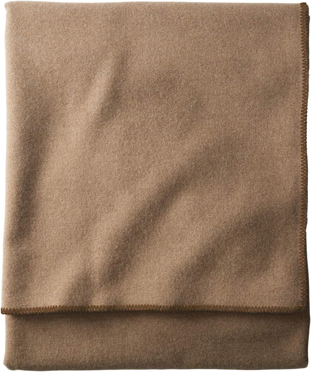 Camel Heather King Size Machine Washable Wool Throw