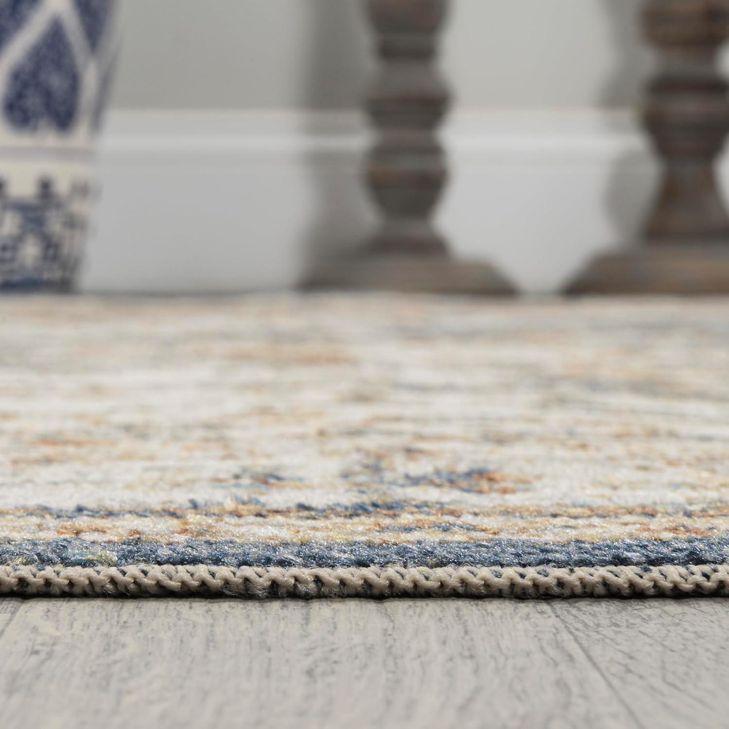 JONATHAN Y Keesha Bold Distressed Medallion Low-Pile Machine-Washable Blue/Cream 5 ft. x 8 ft. Area Rug