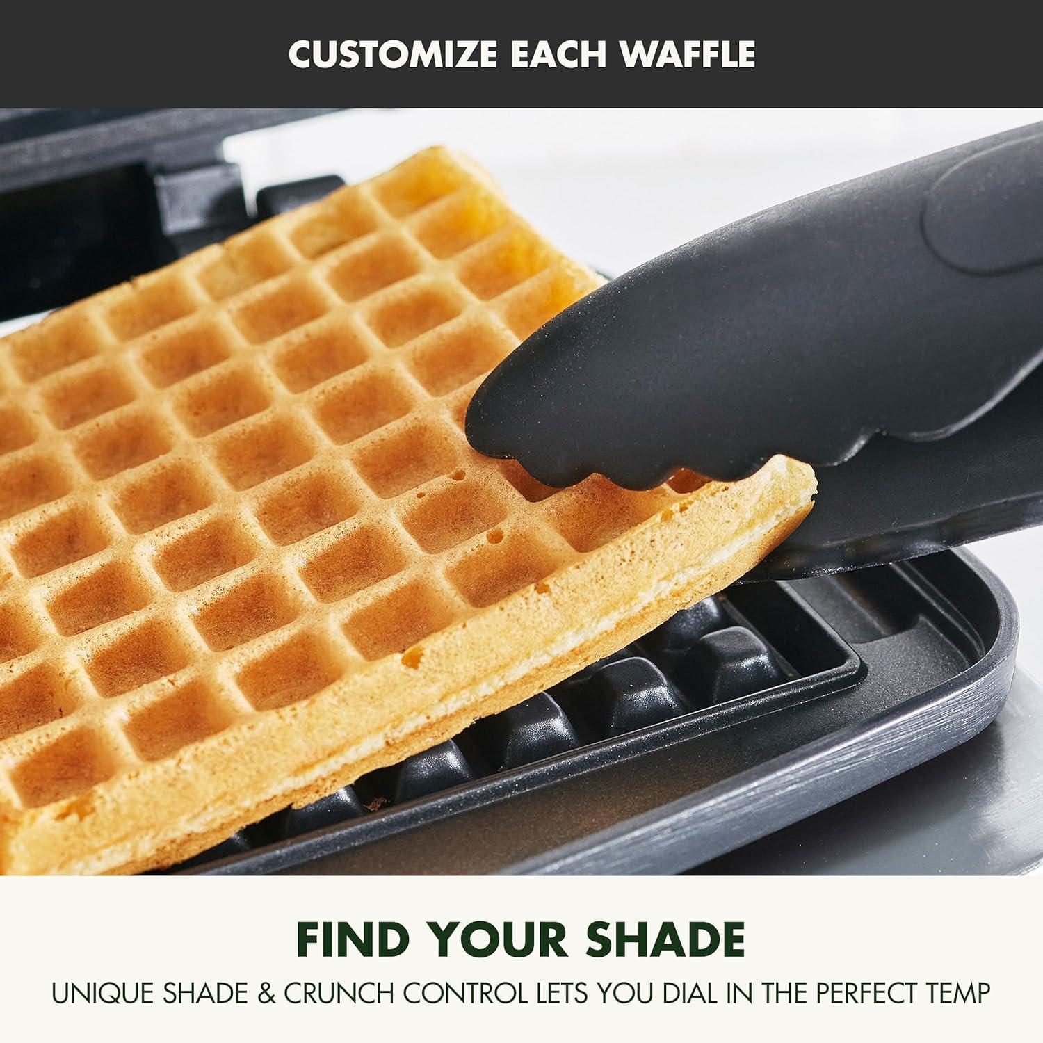 GreenPan Stainless Steel 2-Square Belgian Waffle Maker with Nonstick Plates