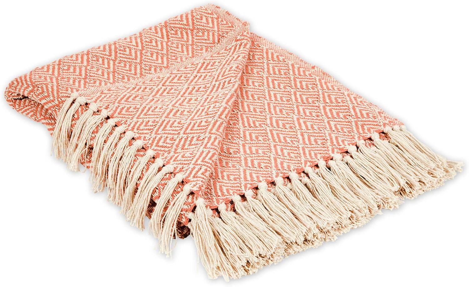 50"x60" Diamond Throw Blanket Spice - Design Imports: Cotton Woven, Lightweight Fabric, Machine Wash