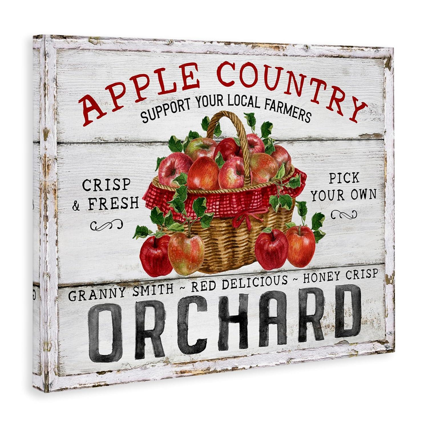 Stupell Industries Rustic Apple Orchard Holiday Painting Gallery Wrapped Canvas Art Prints Wall Art, 20 x 16