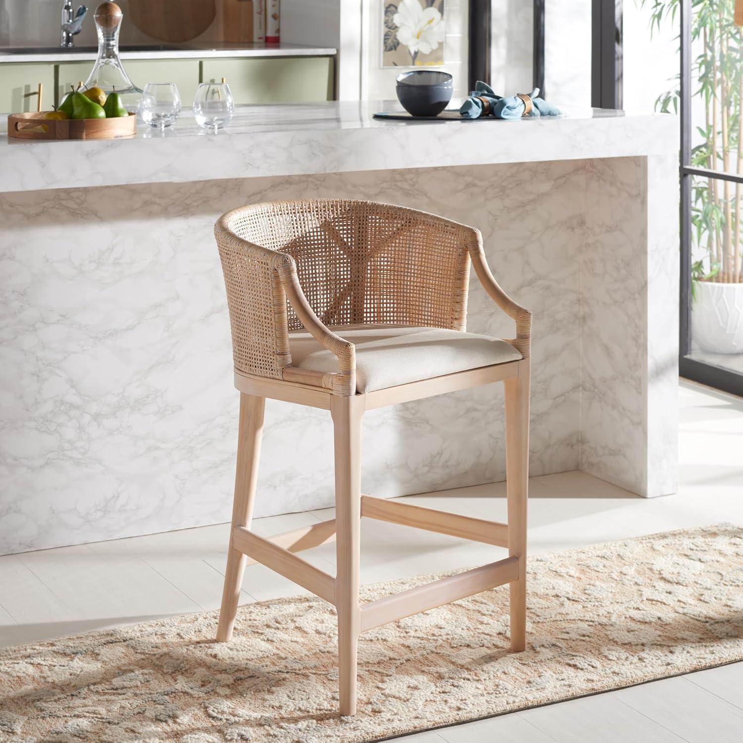 Brando Counter Stool - BST4000 - Natural/White Washed - Safavieh