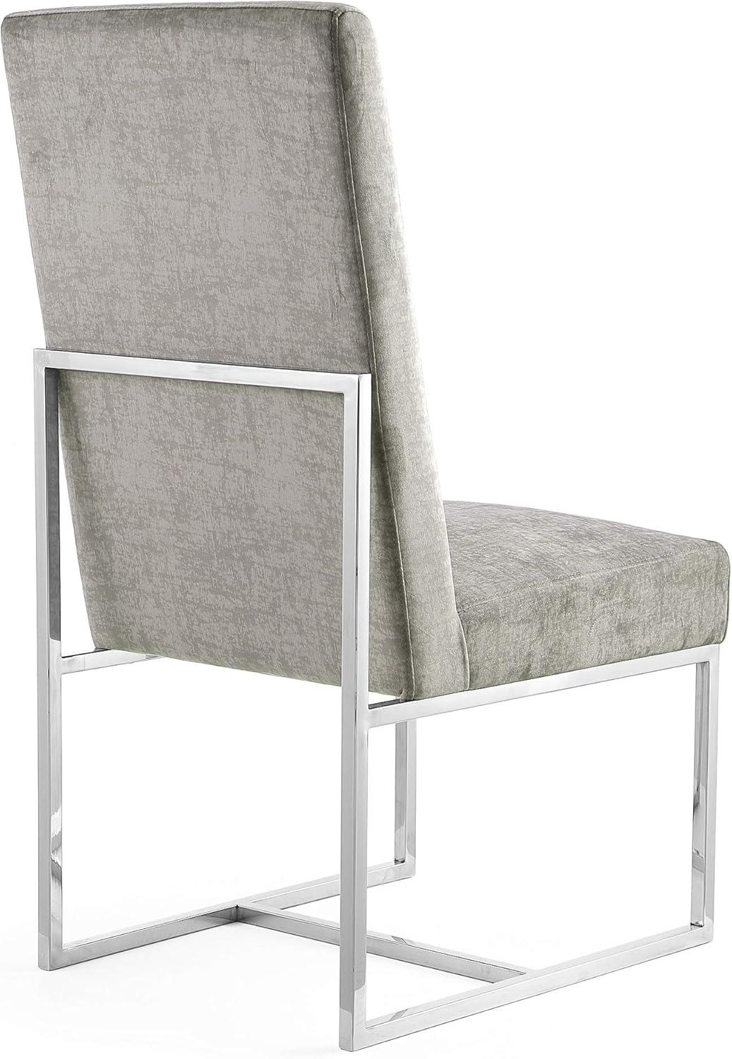 Element Velvet Dining Chair Steel - Manhattan Comfort: High-Back, Armless, Stainless Steel Base