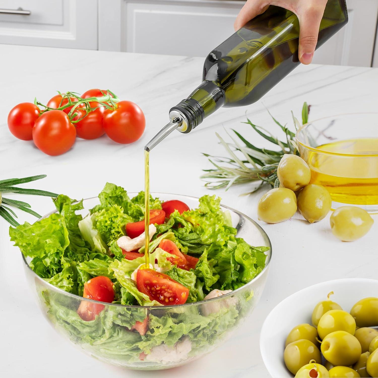 Zulay Kitchen Olive Oil Bottle Dispenser with Pour Spout Funnel and Cork 8 pc Set 17 oz