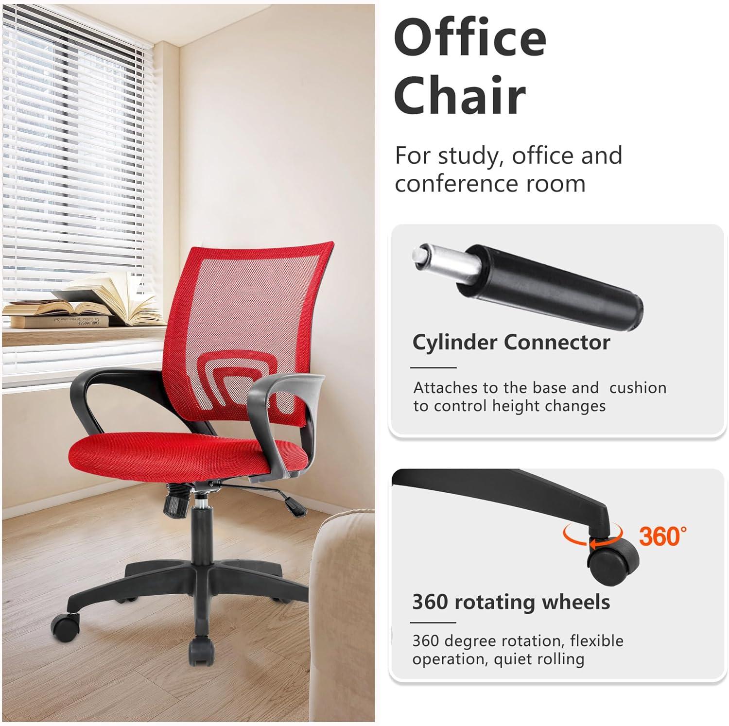 CL.HPAHKL Mesh Computer Chair Home Office Chair Ergonomic Office Chair with Lumbar Support and Armrests, Adjustable Middle Back Task Executive Chair Ladies Bedroom Rolling Swivel Chair