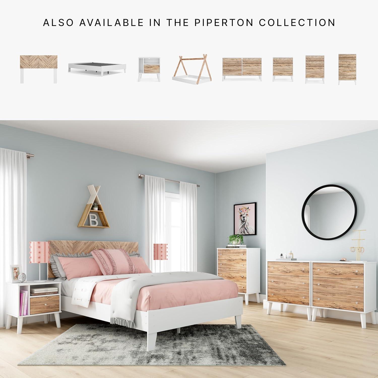 Full Piperton Platform Bed White - Signature Design by Ashley: Modern Style, No Box Spring Needed