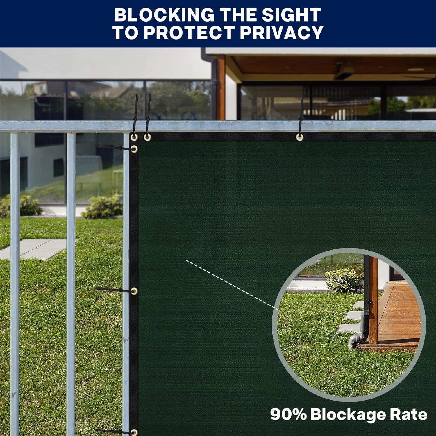 SEALTECH Ultra Heavy Duty 200 GSM Privacy Fence Screen – Non-Recycled Polyethylene Mesh Shade Net with Bindings & Rustproof Grommets - 90% + Blockage Includes Cable Zip Ties. (Green 6'X50')