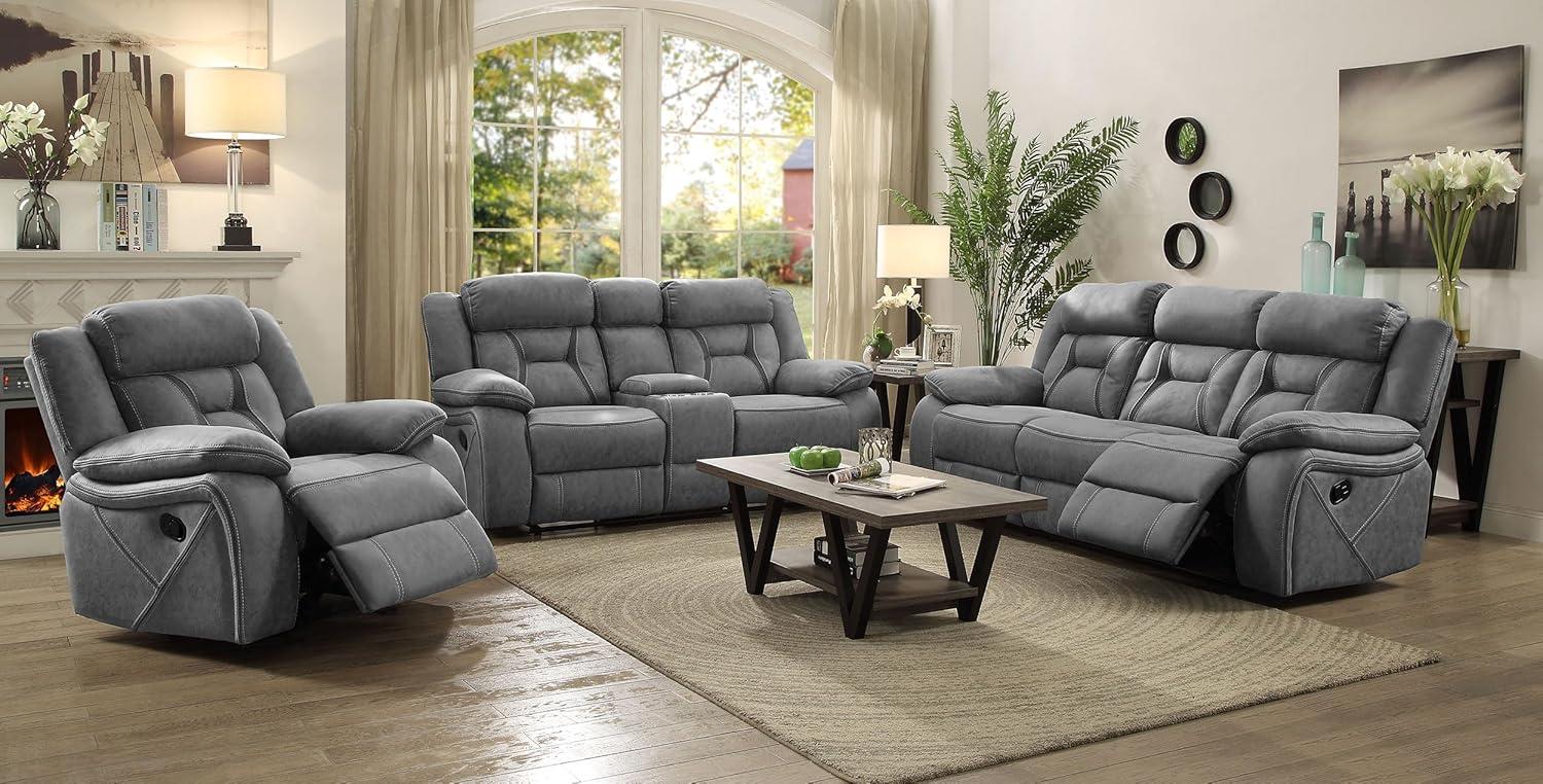 Higgins 3-Piece Gray Microfiber Reclining Sofa Set