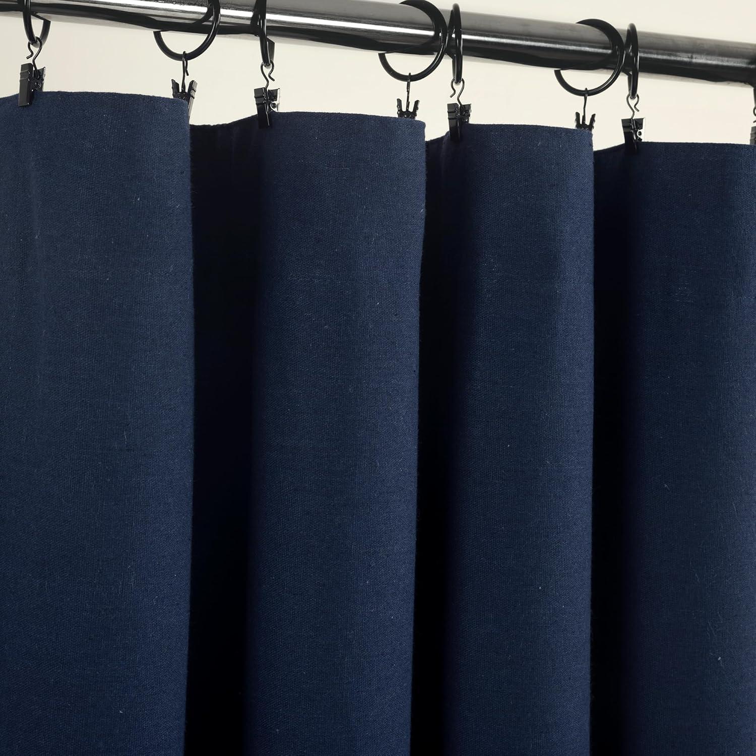 Lush Decor Linen Button Cotton Blend Blackout Thermal Rod Pocket Single Curtain Panel