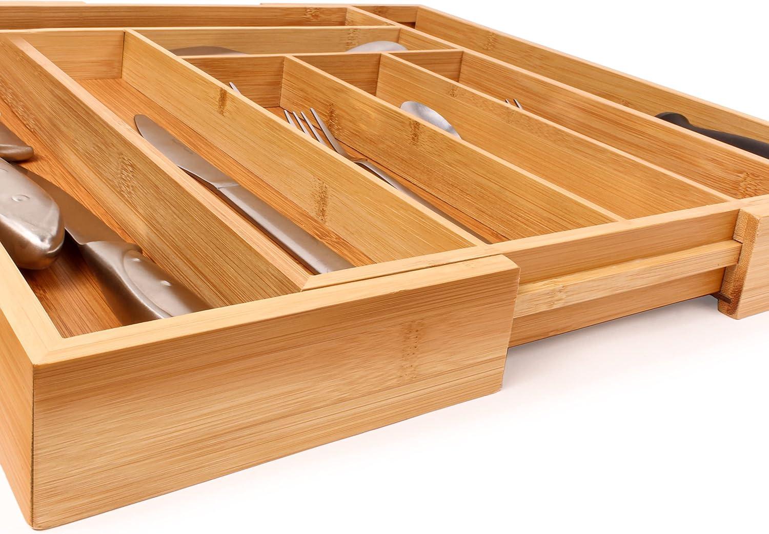 Expandable Bamboo 8-Slot Flatware Organizer