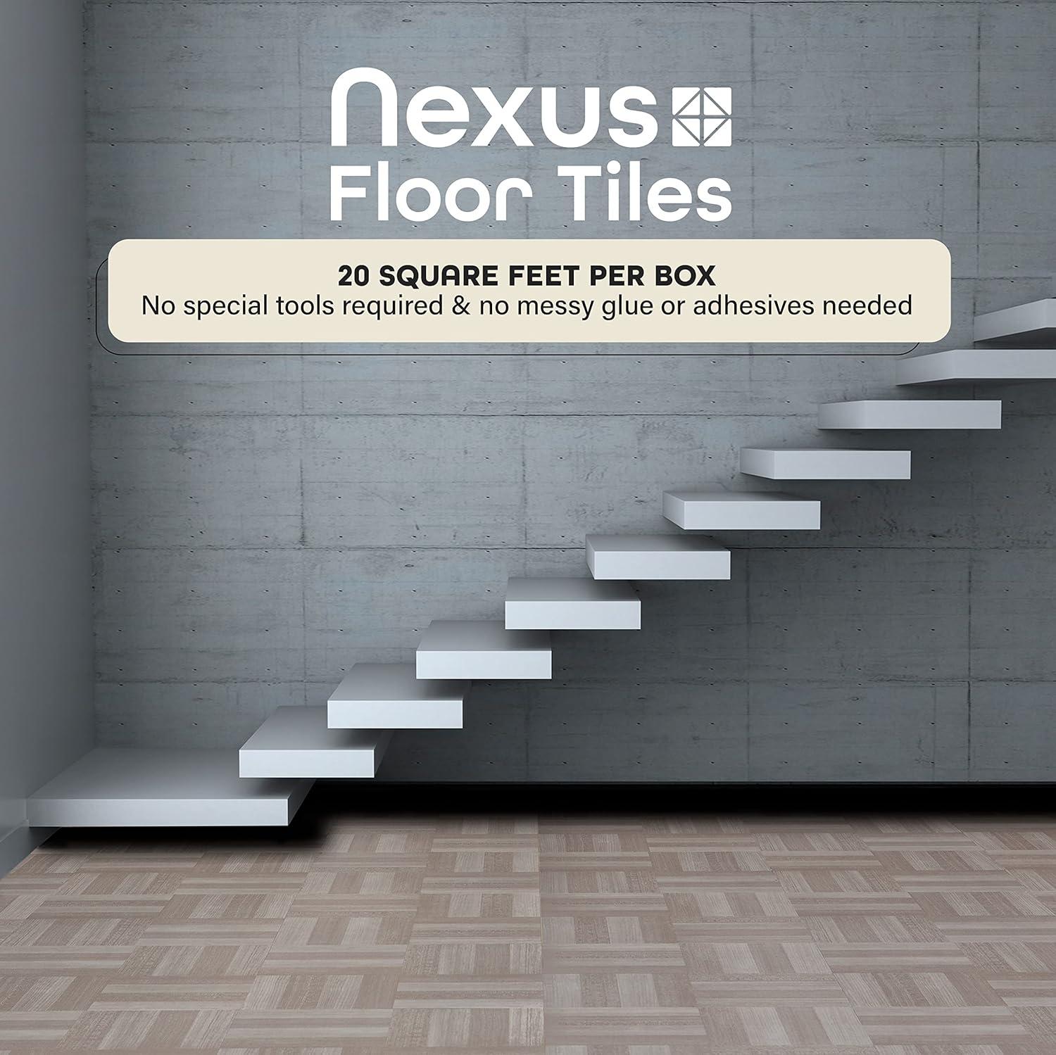 Achim Nexus Peel & Stick 12-Inch Vinyl Floor Tiles, 20 Tiles, 12" x 12", Ash Grey Wood Pattern