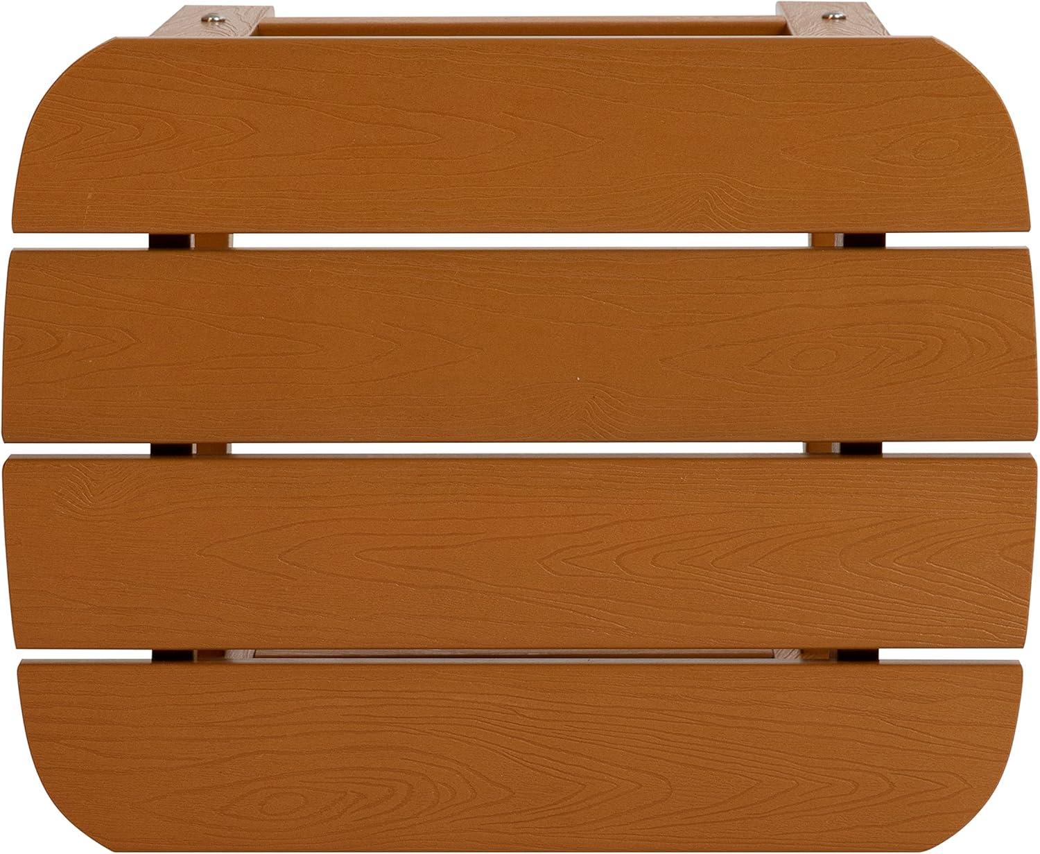 Flash Furniture Charlestown All-Weather Poly Resin Wood Adirondack Side Table in Teak