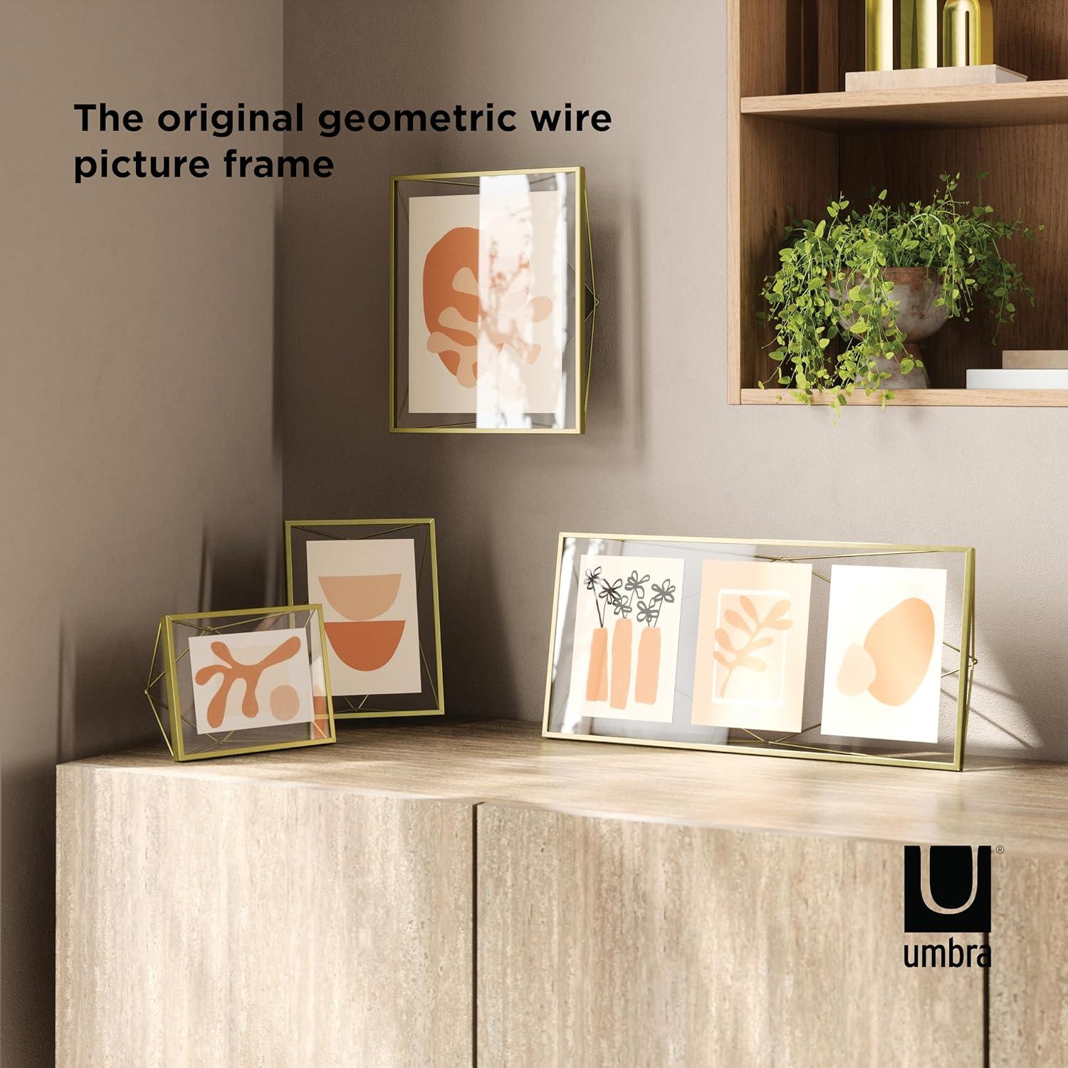 Umbra 8"x10" Prisma Picture Frame Matte Brass: Modern Steel Construction, Freestanding or Wall Mount, Novelty Shape