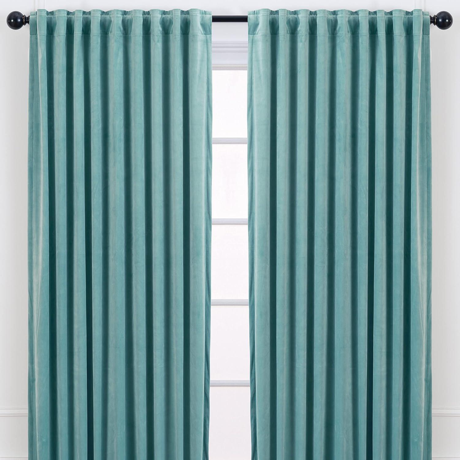 Chanasya 2pk Solid Velvet Room Darkening Blackout Privacy Window Curtain Panels - Set of 2 - 52 x 84 Inches Long - Sage