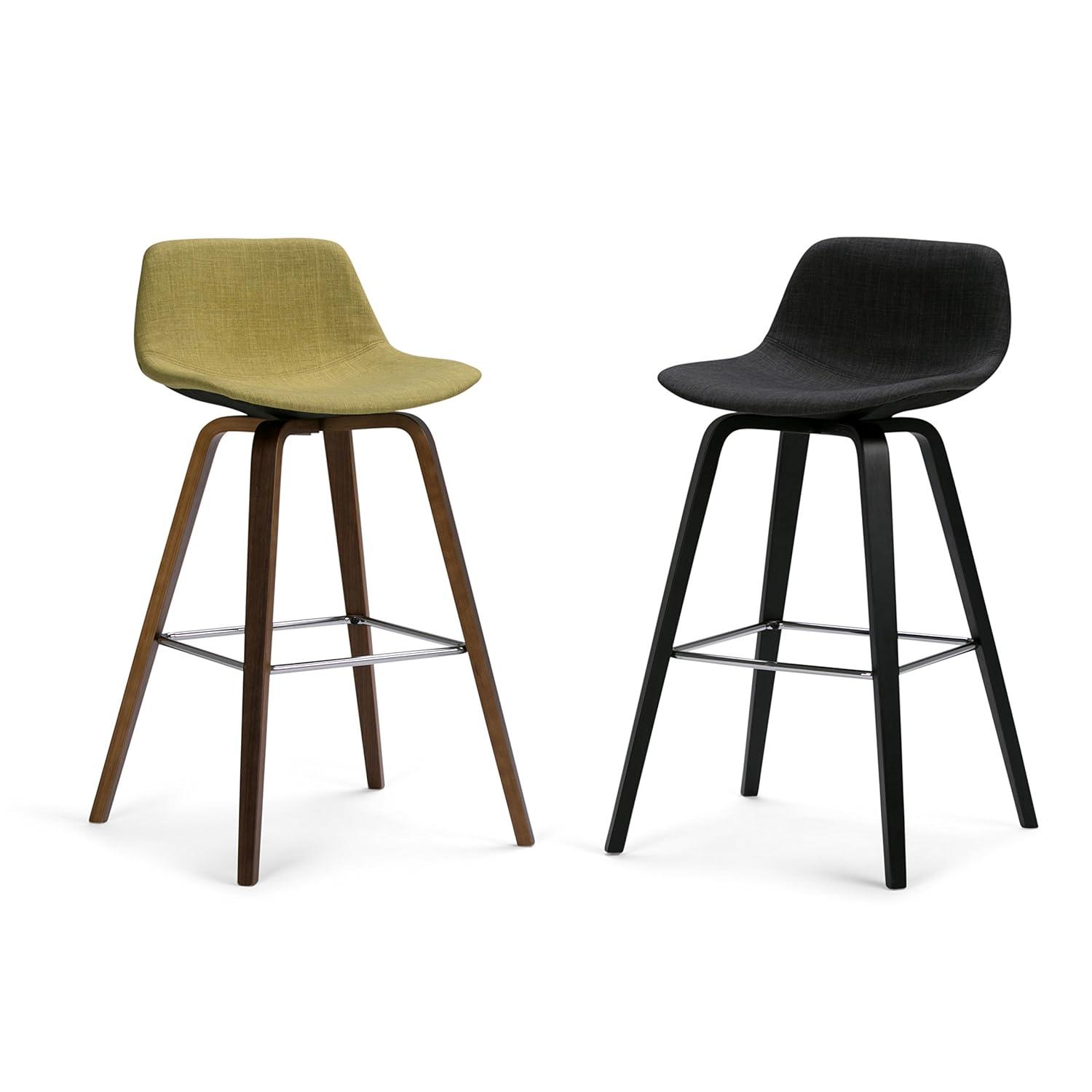 Simpli Home Randolph Mid Century Modern 28 inch Bentwood Counter/ Bar Height Stool (Set of 2) in Acid Green Linen Look Fabric