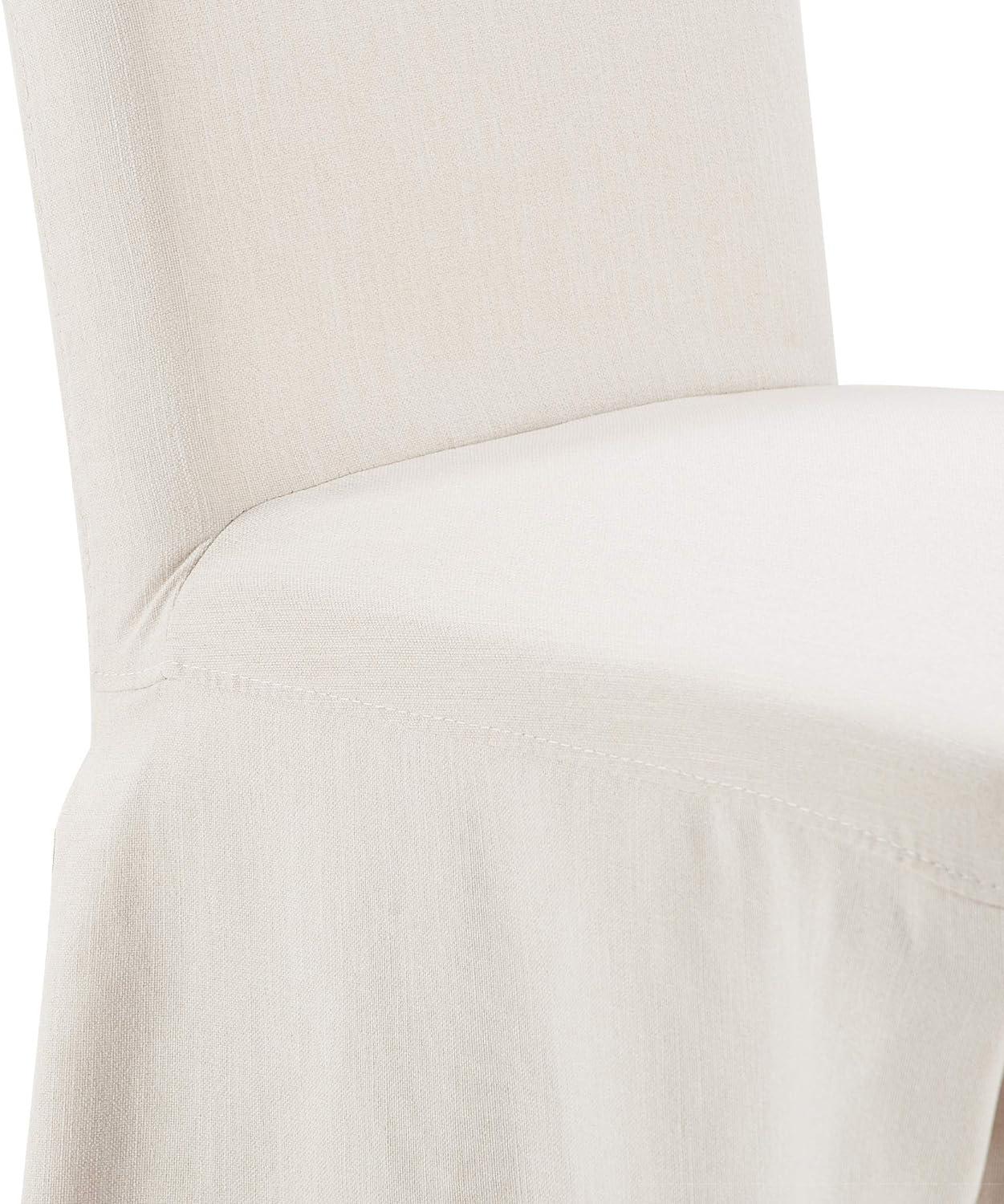 Elegant Ivory Linen Upholstered Parsons Side Chair Set of 2