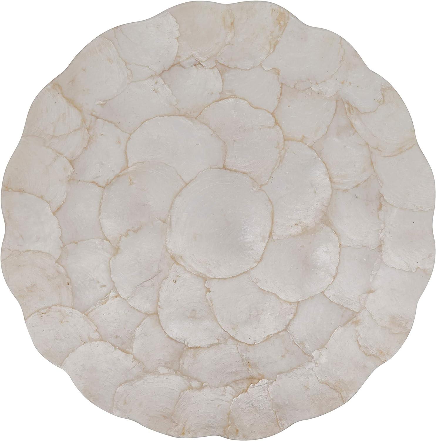 Ivory Scalloped Capiz Placemats Set of 4, 15"