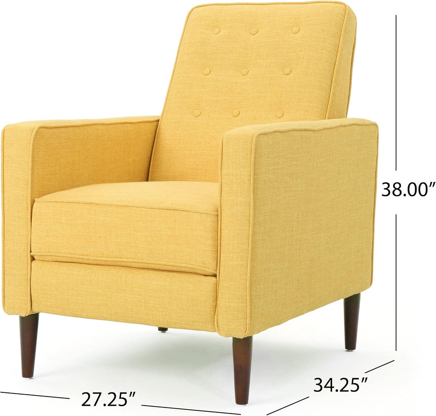 Mervynn Mid-Century Recliner - Muted Yellow - Christopher Knight Home: Beech Wood Legs, Tufted Back