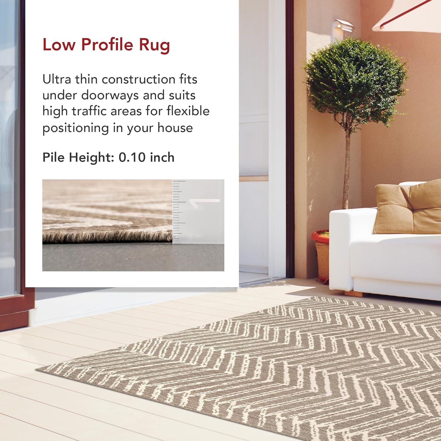 Nuloom Macklin Herringbone 8x11 Indoor/Outdoor Area Rug for Living Room Patio Deck Front Porch Kitchen, Brown/Ivory