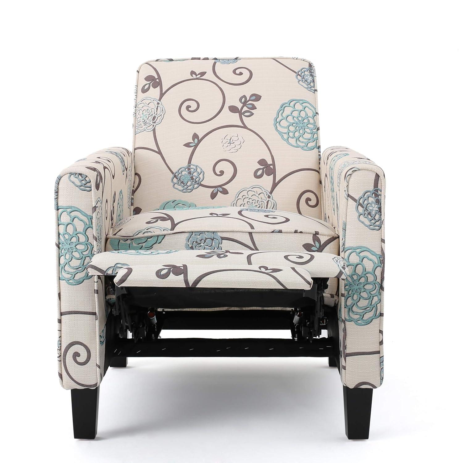 Darvis Fabric Recliner White - Christopher Knight Home: Petite Design, Tapered Legs, Piped Edges