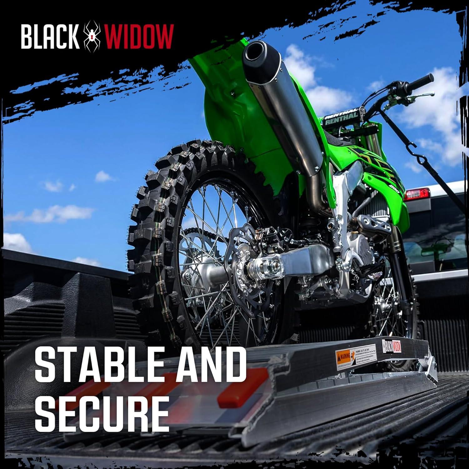 Black Widow Black Widow Aluminum Folding Motorcycle Ramp Arched Plate, Single Runner, Silver