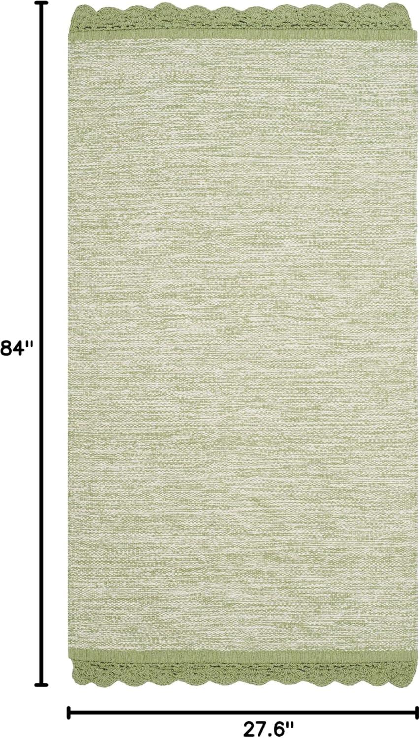 SAFAVIEH Montauk Sharlene Solid Braided Cotton Runner Rug, Green, 2'3" x 7'