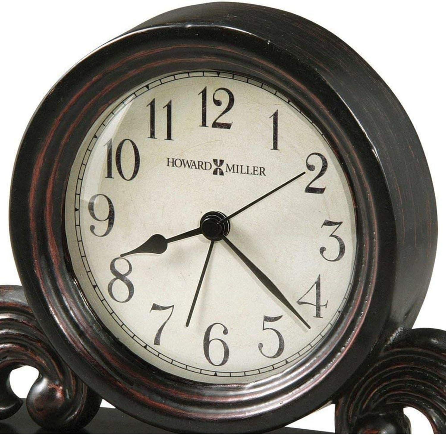 Bishop Traditional Analog Solid Wood Quartz Movement / Crystal Tabletop Clock with Alarm in Worn Black