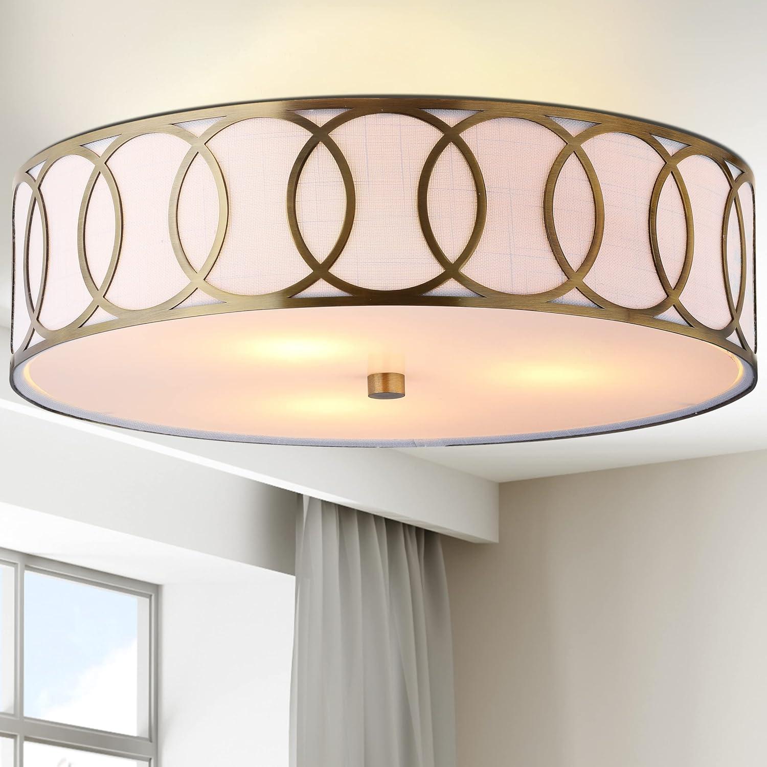 Aubrey 3-Light 15.5" Metal LED Flush Mount, Brass