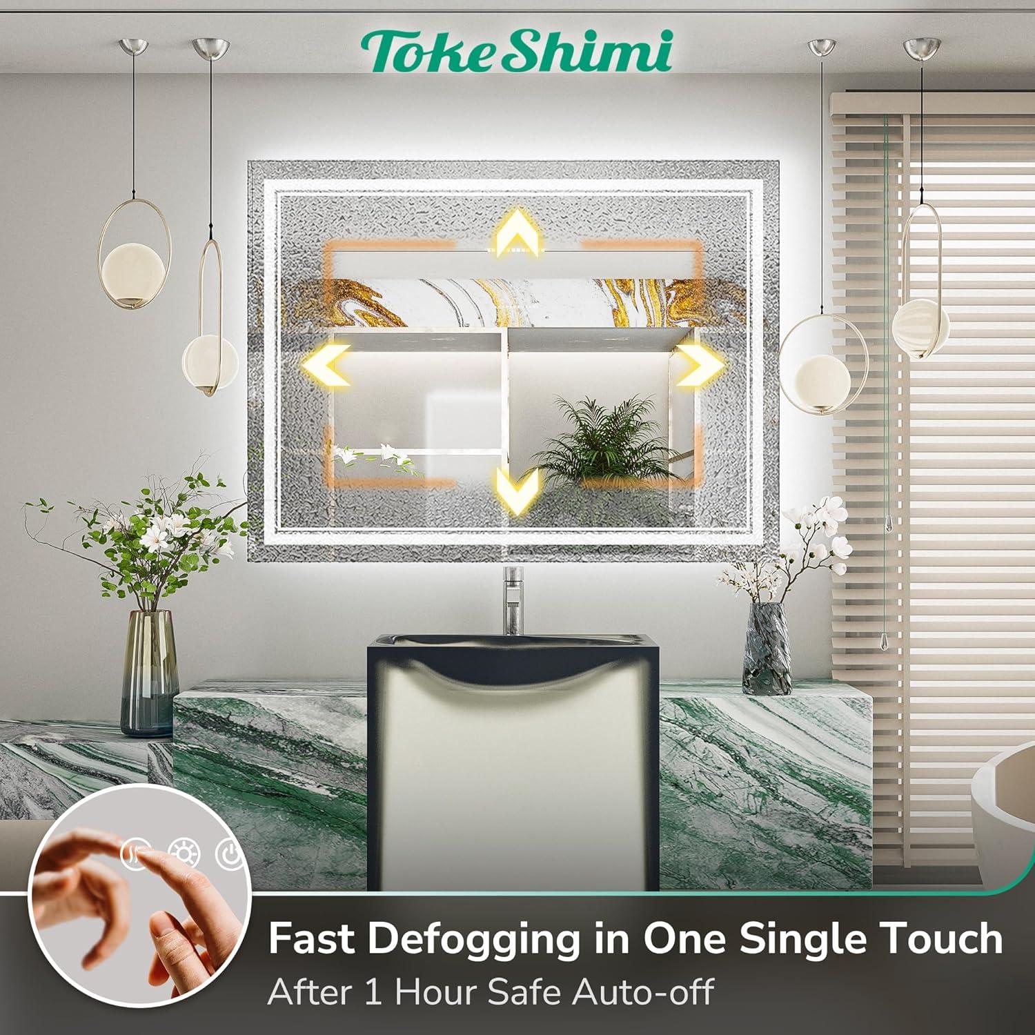 Ivy Bronx Keonjinn 40 X 24 In LED Bathroom Mirror With Lights, Adjustable 3 Color Lights, LED Vanity Mirror, Wall Mounted Anti-Fog Dimmable Mirror, UL Listed LED Driver, HD Tempered Glass(Horizontal/Vertical)