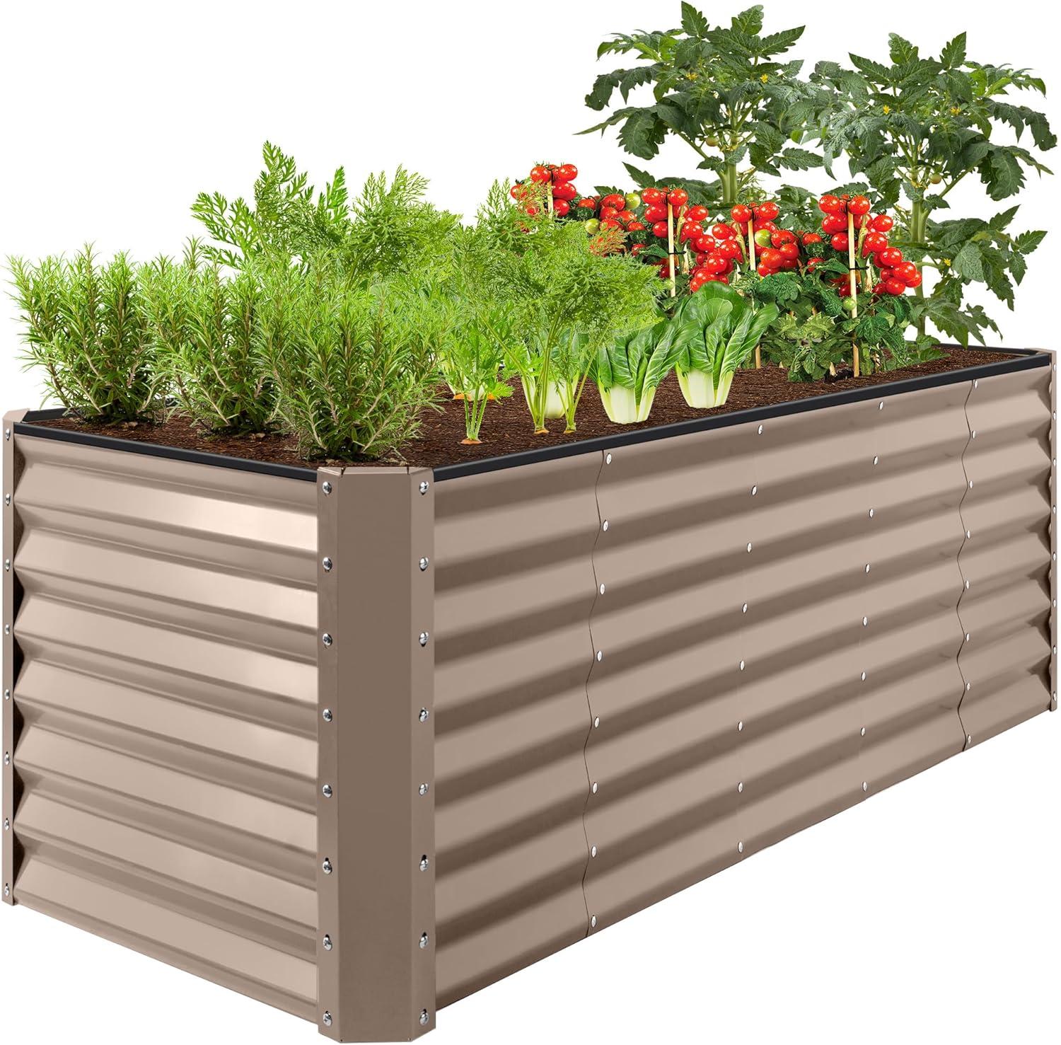 Best Choice Products 8x2x2ft Outdoor Metal Raised Garden Bed, Planter Box for Vegetables, Flowers, Herbs