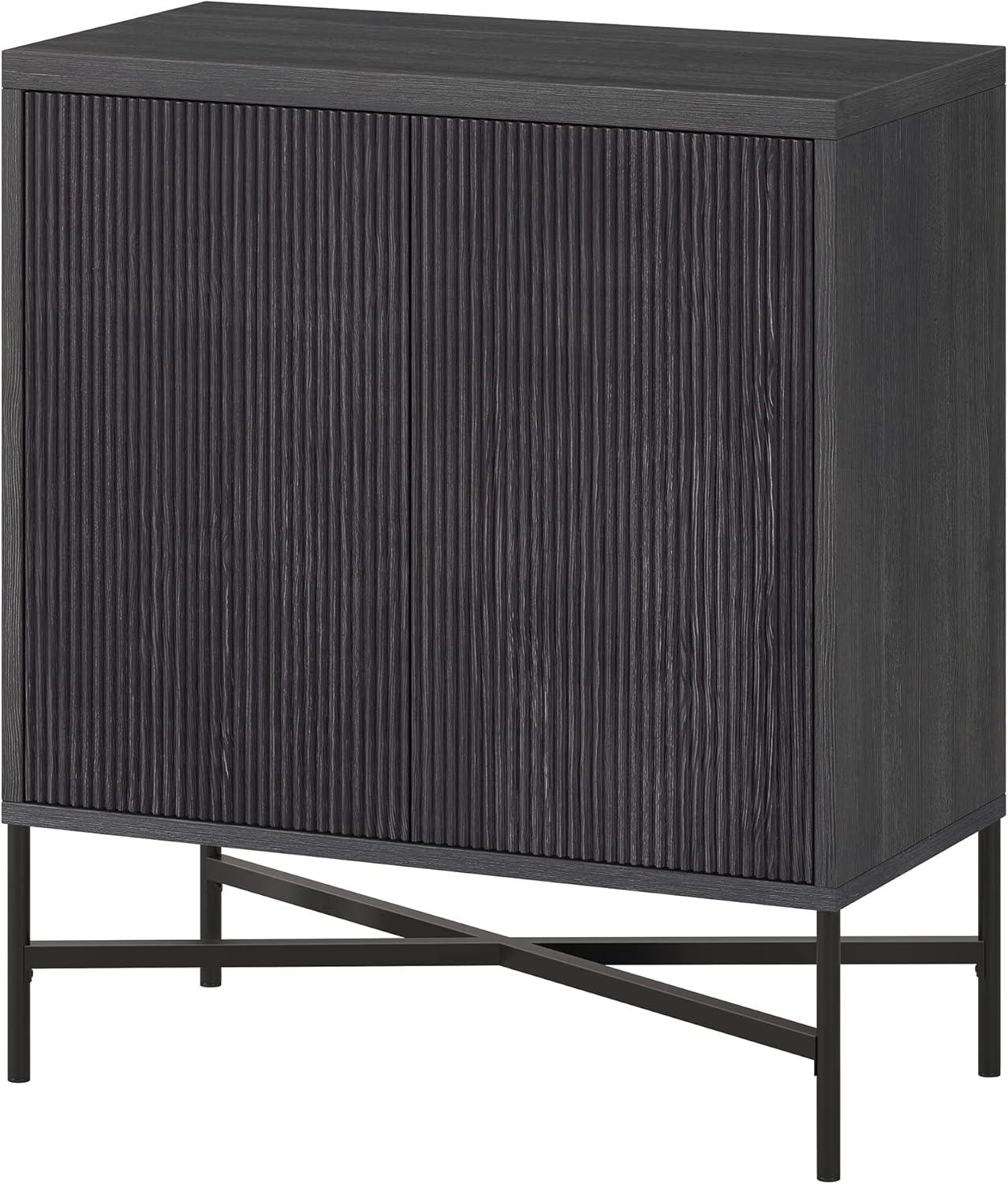 Brighton 28" Charcoal Gray Ribbed Accent Cabinet with Adjustable Shelving