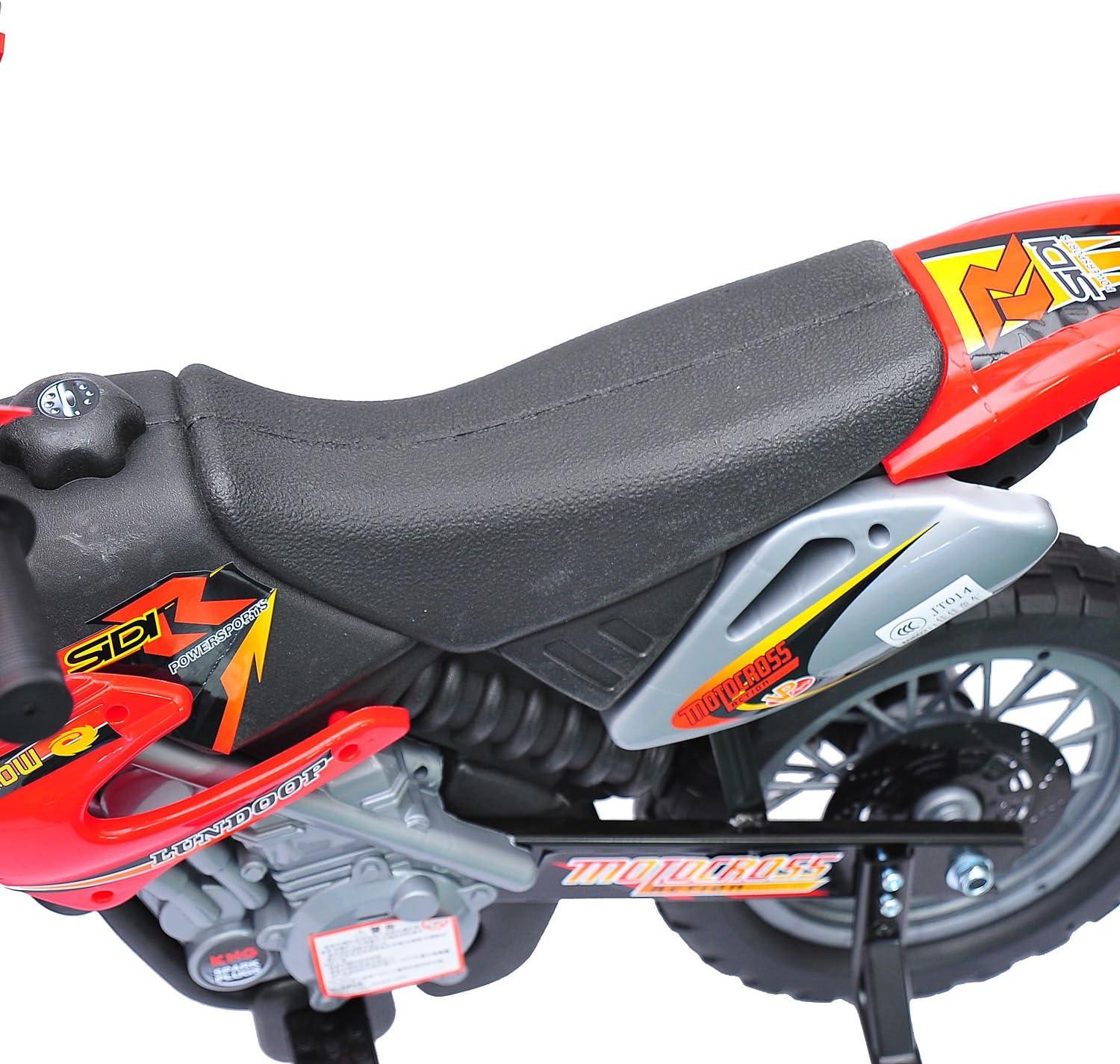 Aosom 6V Kids Motorcycle Dirt Bike, Electric Ride on Toy, Off-road Street Bike with Training Wheels Music Lights, for 5-8 Years, Red