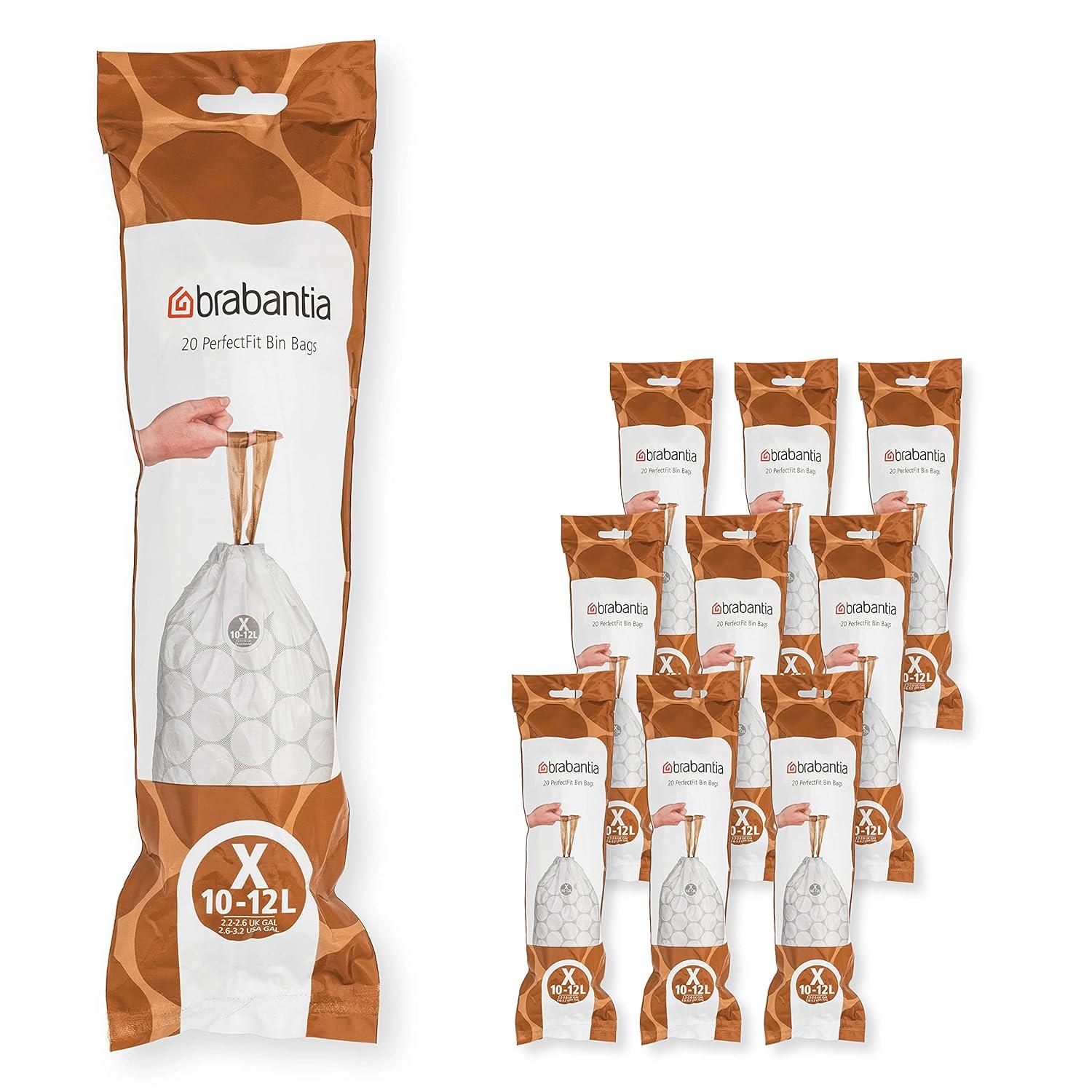 Brabantia PerfectFit Trash Bags, Code X, 2.6-3.2 Gallon, 200 Count