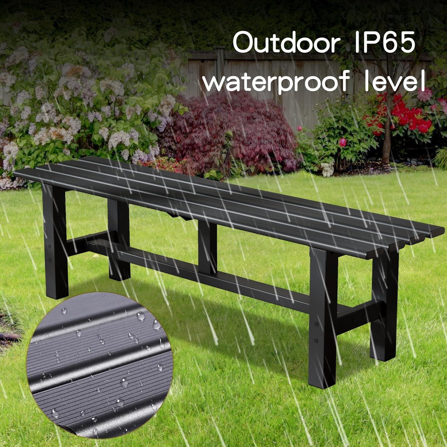 TECSPACE Aluminum Outdoor Patio Bench Black,59.1 x 14.2X 15.7 inches,Integrated Type Without Installation,Light Weight High Load-Bearing,Outdoor Bench for Park Garden,Patio and Lounge