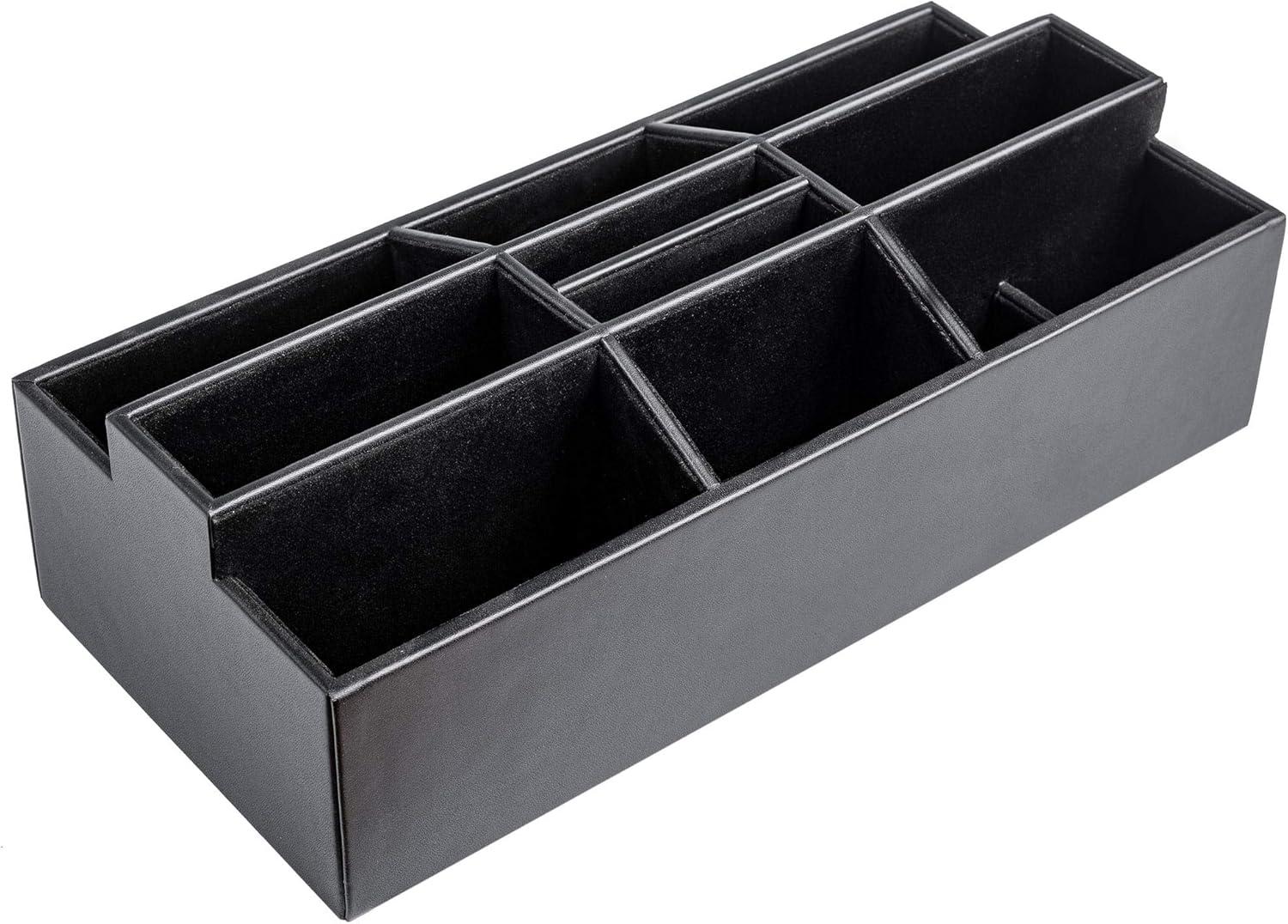 Black Leatherette Remote Control and Stationery Organizer