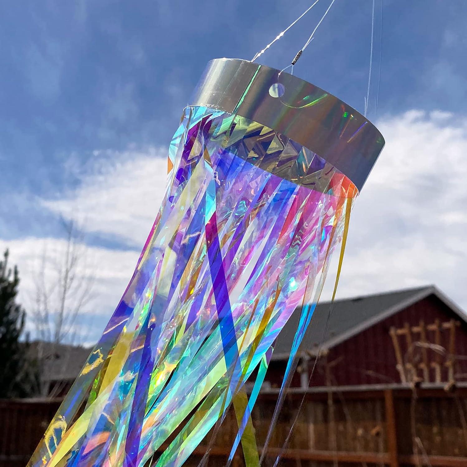 In the Breeze 9064 — 51 Inch Iridescent Holographic Windsock - Decorative and Humane Bird and Pest Deterrent