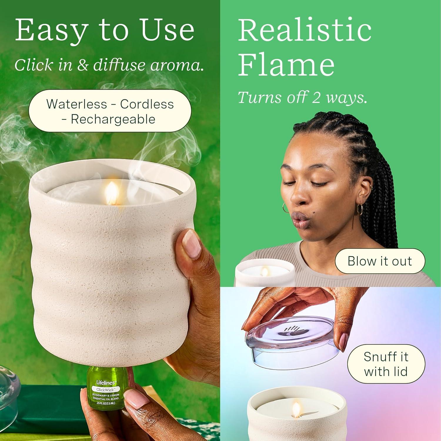 Cream Bubble Flameless Candle Diffuser with Essential Oil