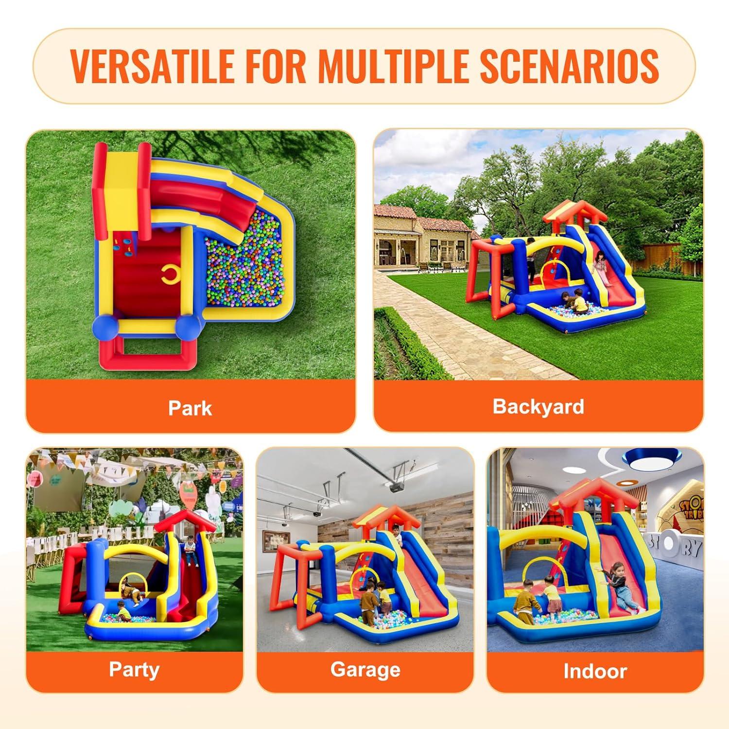 Inflatable Bounce House 134 x 102 x 91 in. Outdoor High Quality Playhouse Trampoline for Ages 3-Years to 8-Years