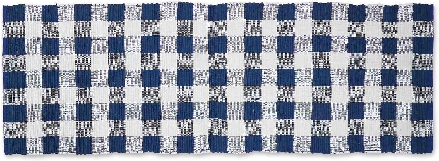 Design Imports Buffalo Check Chindi - Navy & White - 2 Ft 3 In X 6 Ft