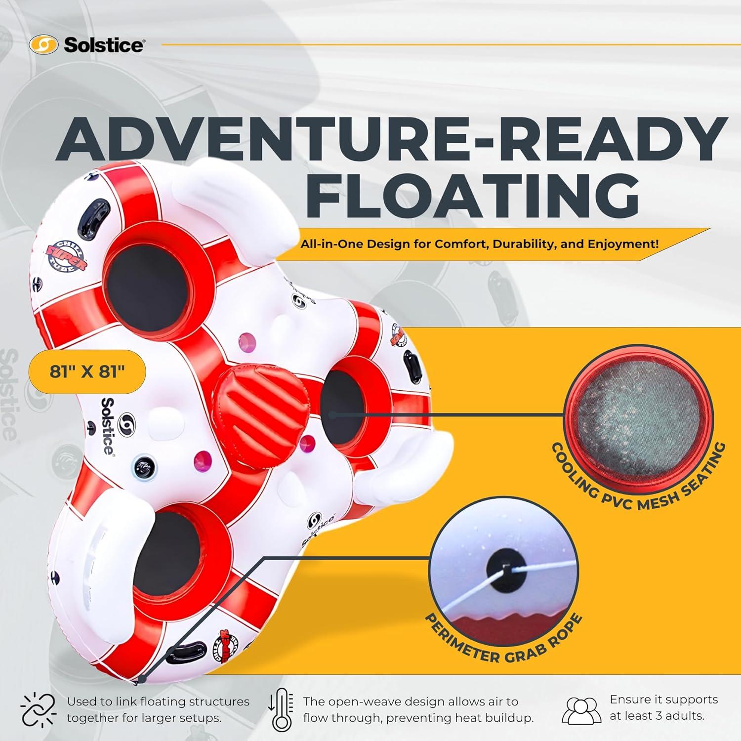 Red and White Heavy Duty Inflatable Floating Island with Cooler