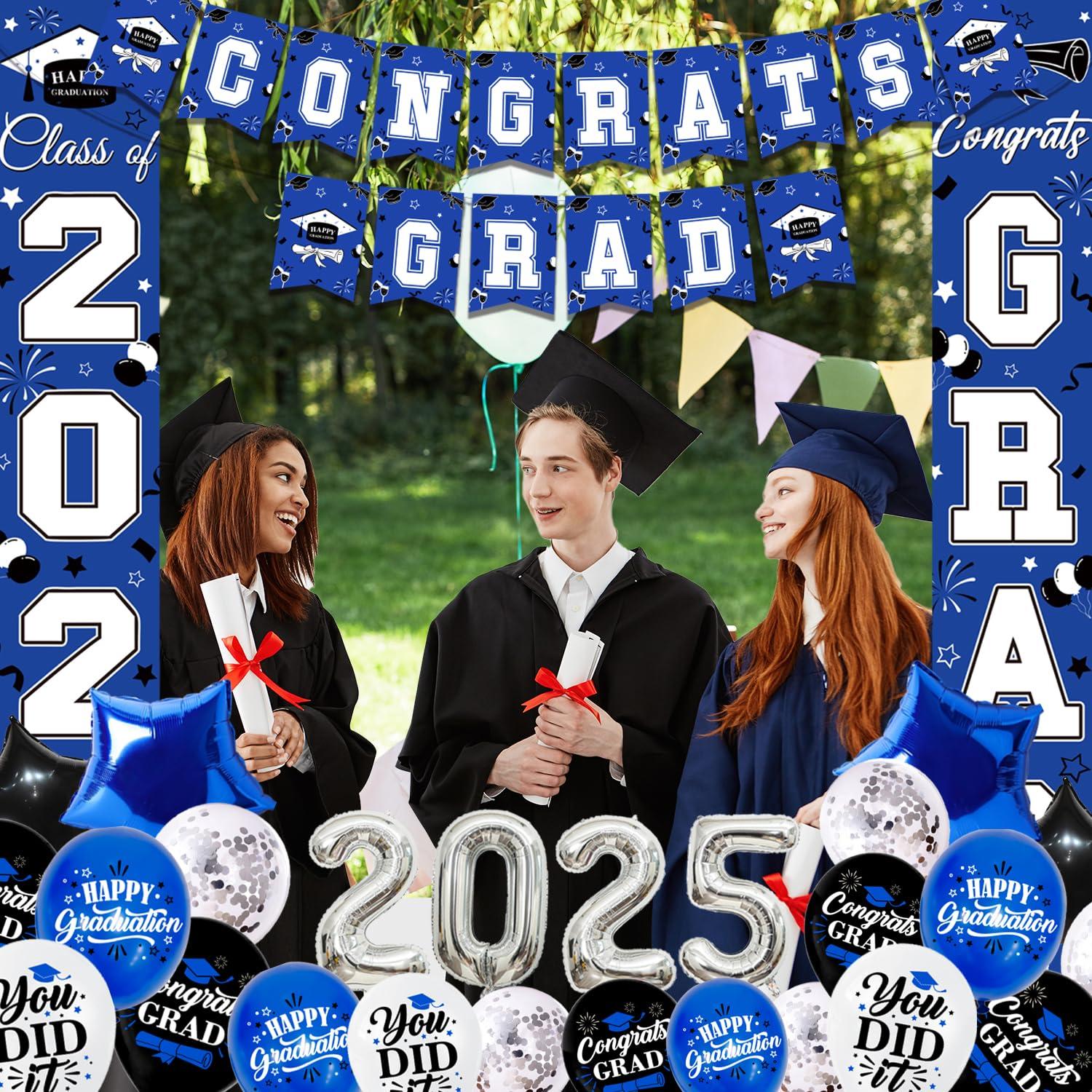 Graduation Decorations 2025, Graduation Decorations Class of 2025, Red Themed 2025 Graduations Party Decorations Include Banner, Backdrop, Balloons Kit, Foil Number 2025 for Grad Party Supplies