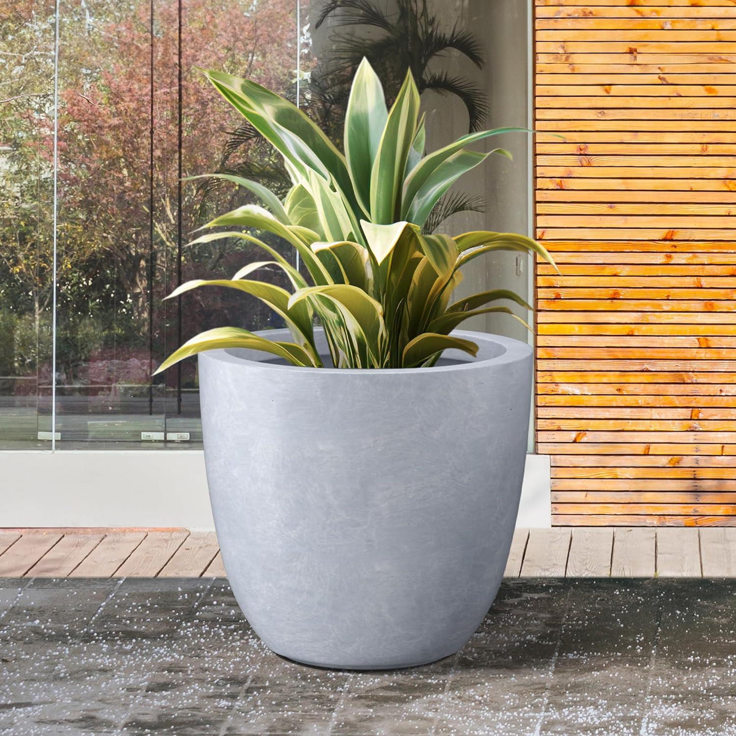 Slate Gray Round Concrete Indoor Outdoor Planter