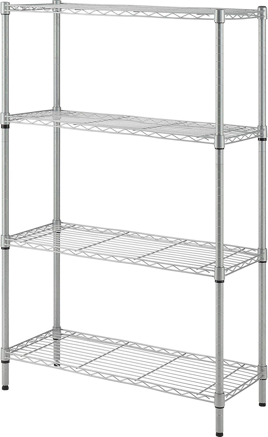 Silver Light-Duty 4-Tier Wire Shelving Storage Rack