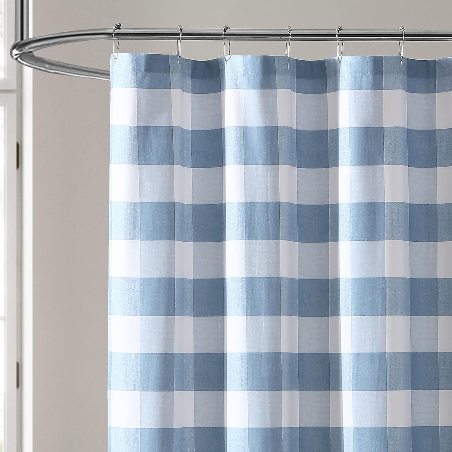 Cynthia Cotton Blue/White Shower Curtain