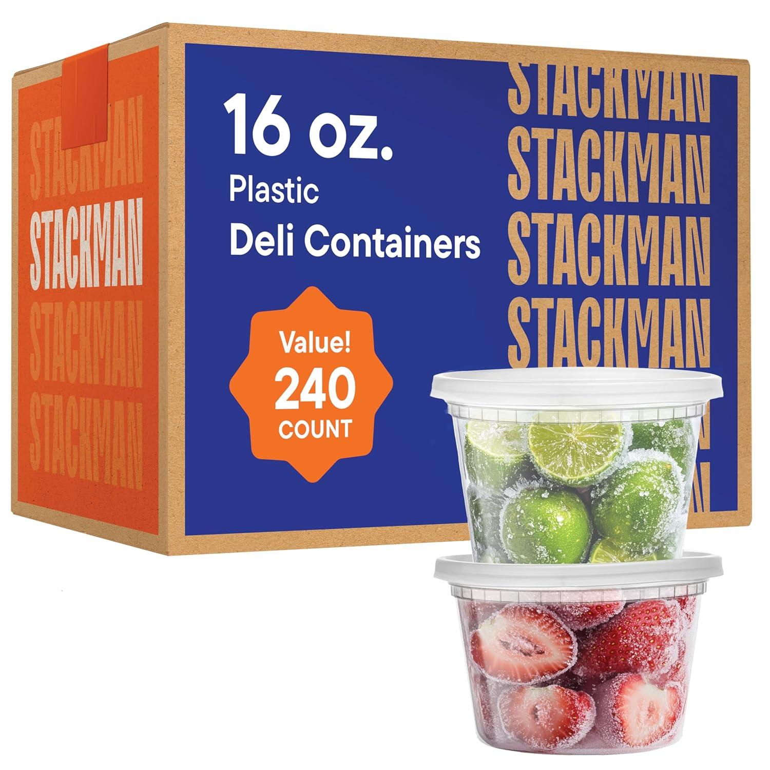 [48 Sets -16 oz.] Plastic Deli Food Storage Containers with Airtight Lids - Soup Containers with Lids
