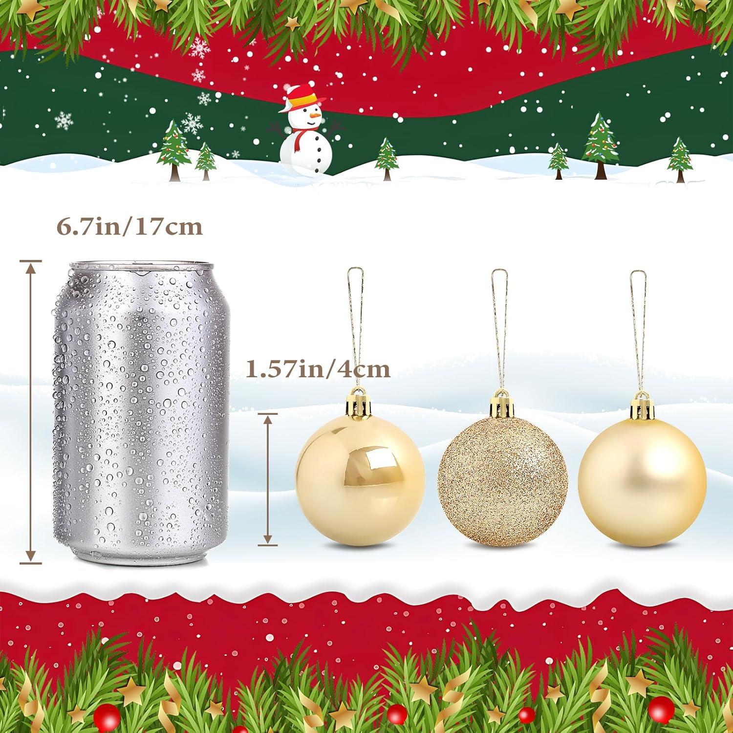 TranquilBliss Christmas Ball Ornaments 24pcs 1.57-Inch Tree Decorations - Ideal for Xmas Tree, Holiday Party, Wreath & Tabletop Decor(Champagne)