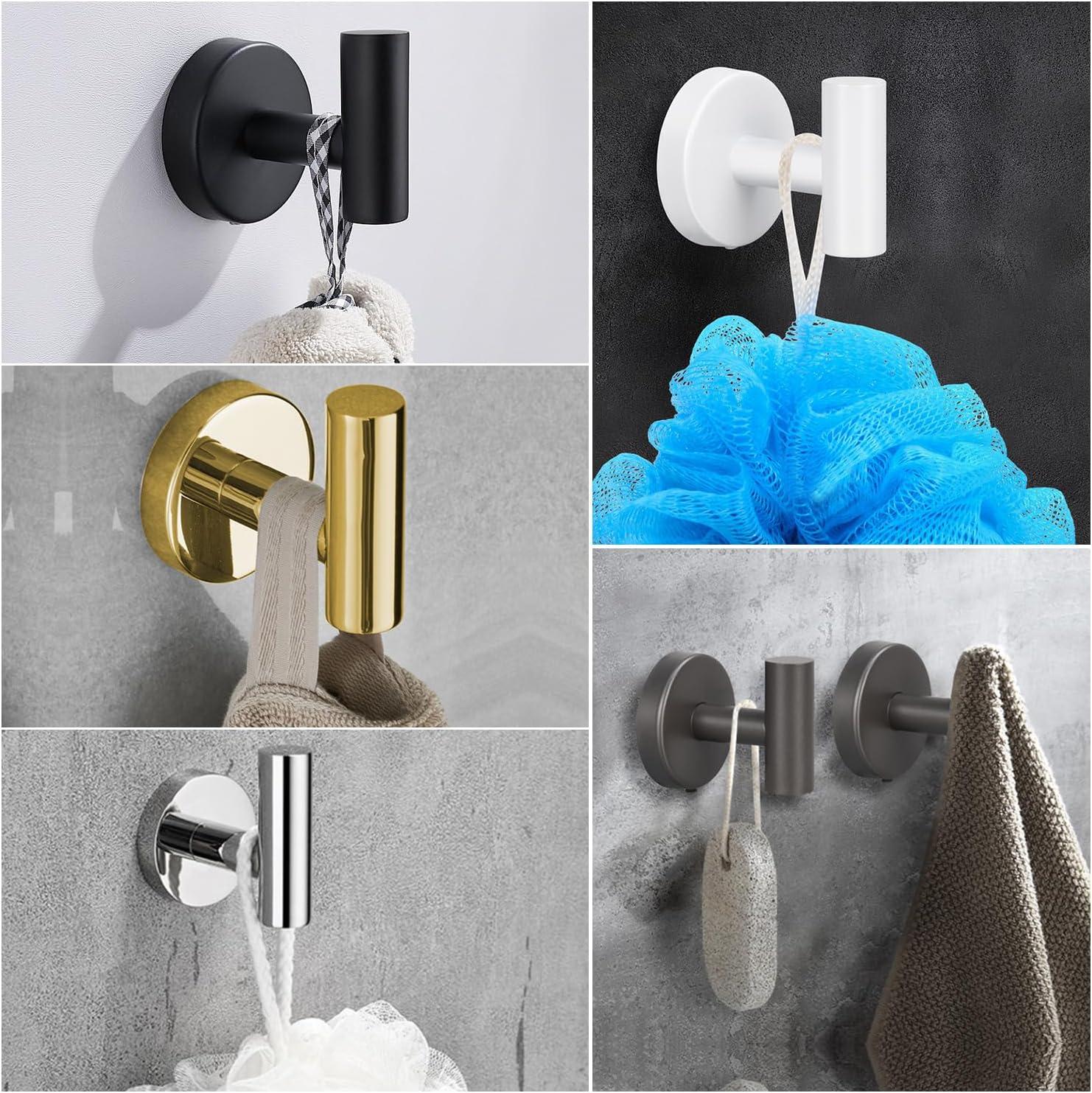 Brushed Gold Stainless Steel Wall Mounted Towel Hooks, 4-Pack