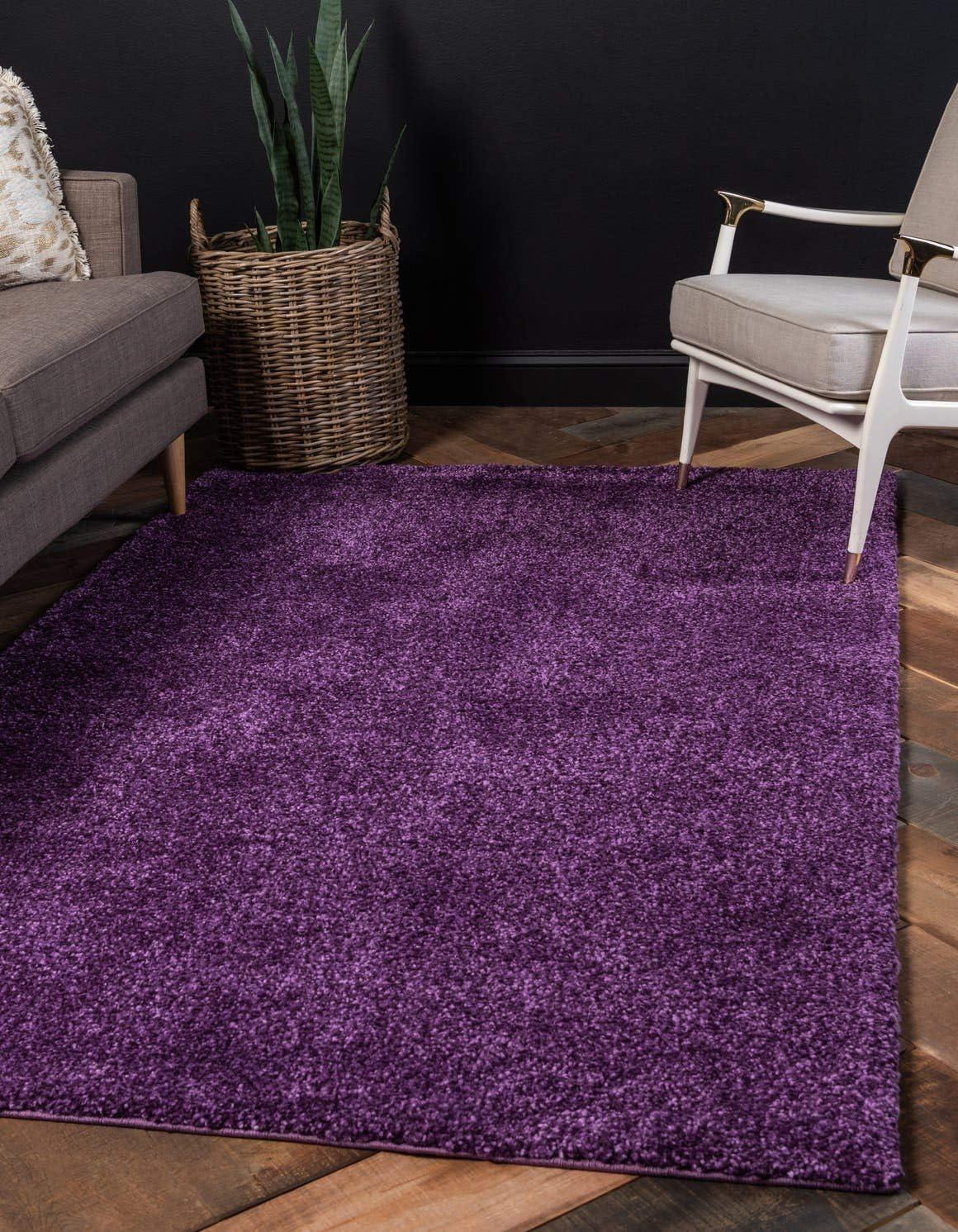 Violet 5' x 7' Solid Shag Synthetic Area Rug