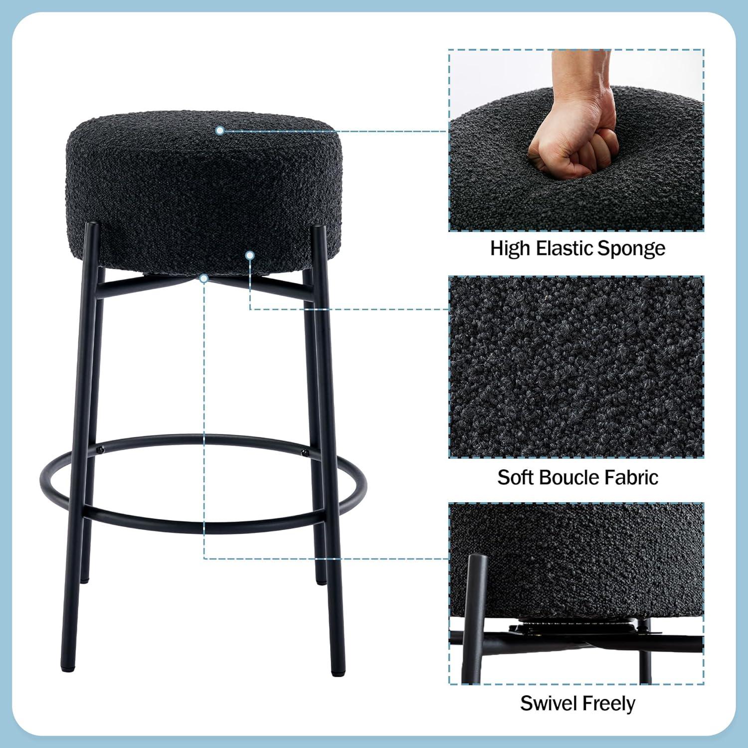 Amy Swivel Backless Boucle Upholstered 26.7"H Counter Stool with Steel Frame (Set of 2/3/4)